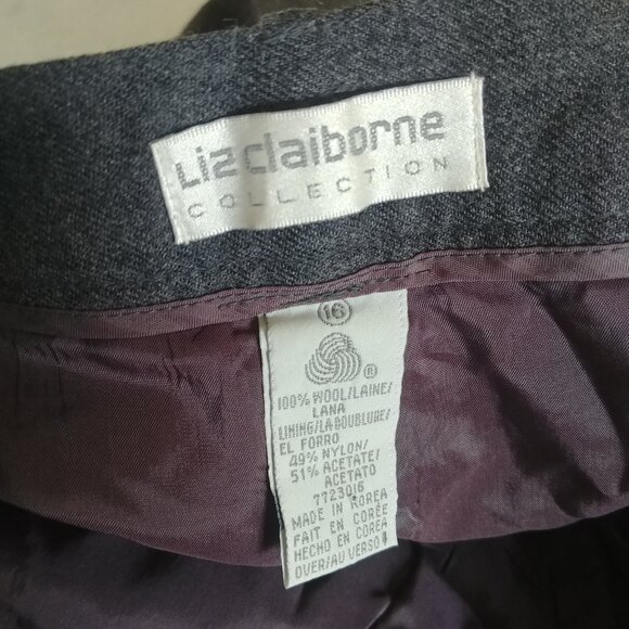 Vintage Liz Claiborne 100% wool grey pants Vintage 16 run Small - Picture 14 of 15